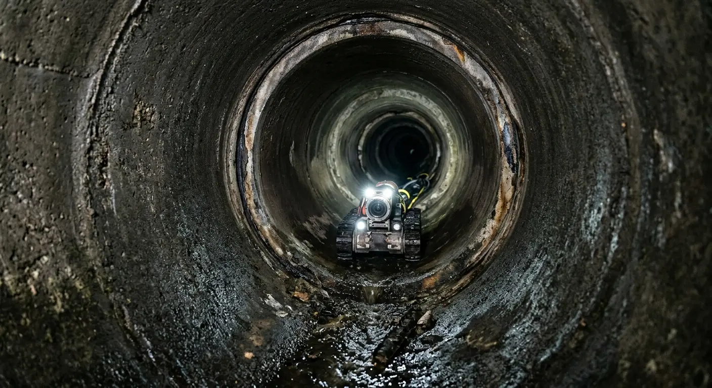 Robotic sewer camera inspecting pipe interior for Sewer Line Repair in Rowlett